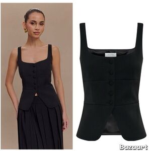 Meshki Sunny Suiting Peplum Top - Black NWT Size: LARGE